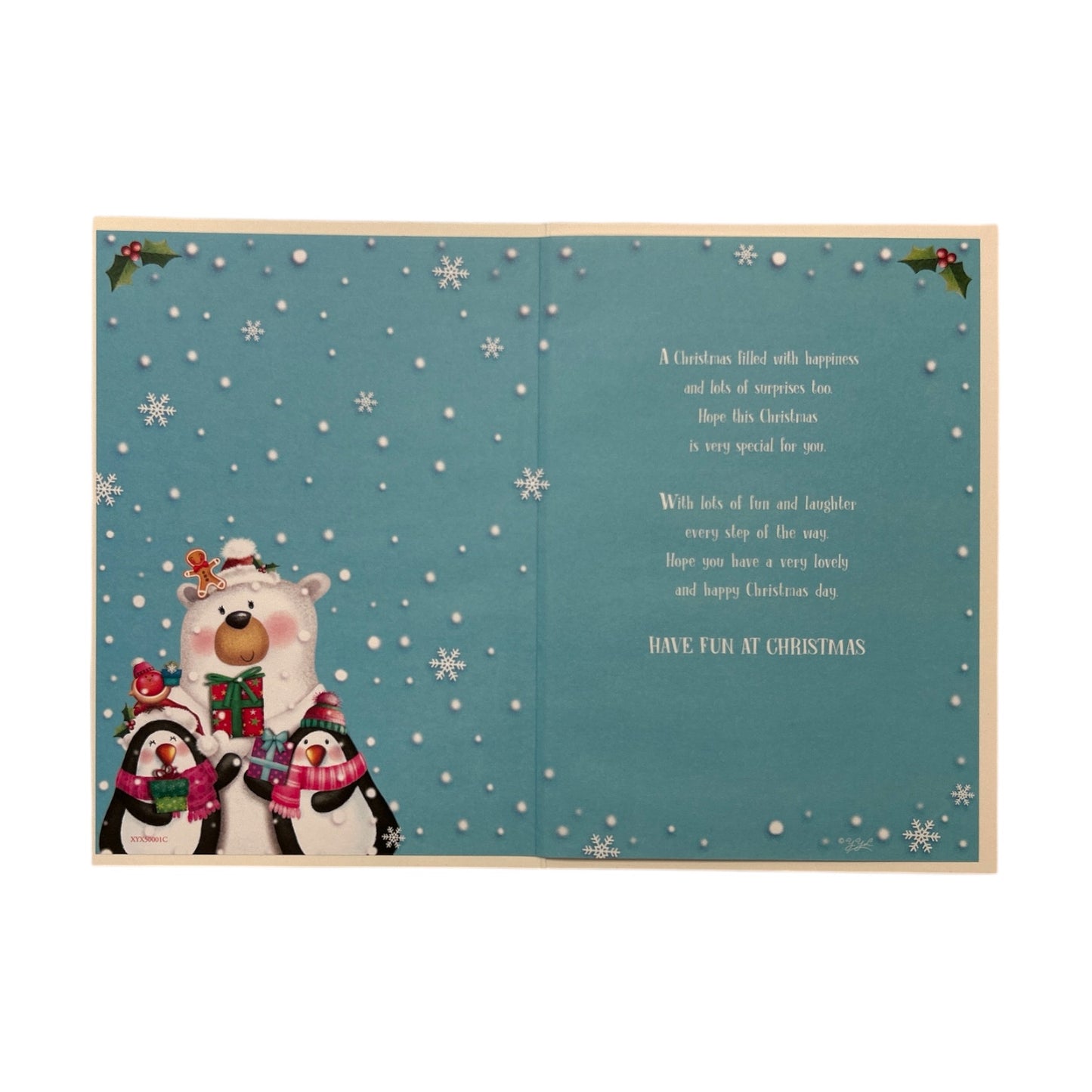 For a Special Granddaughter Polar Bear & Penguins Festive Christmas Card