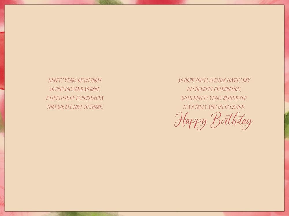 Floral Design 90th Birthday Card For Her