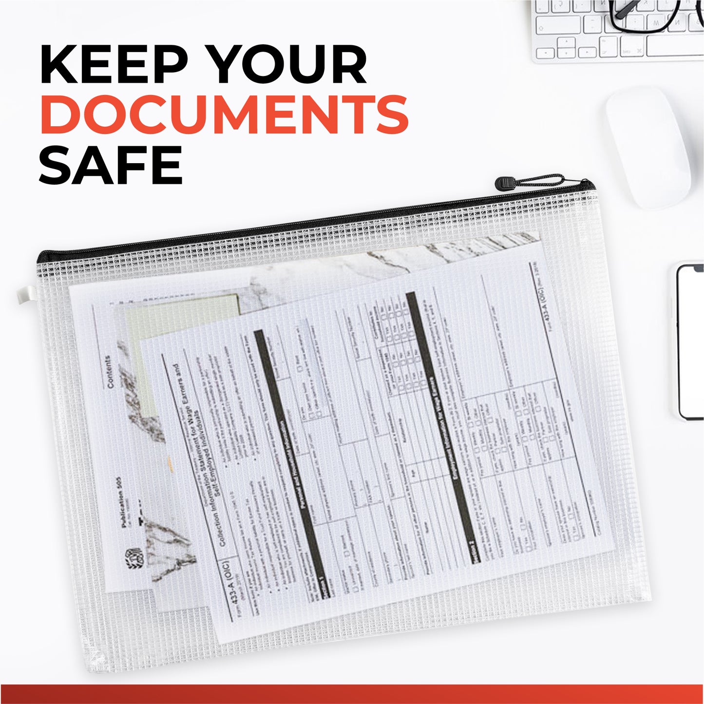 Pack of 24 A3 Black Zip Strong Mesh Bags - Tough Waterproof Storage