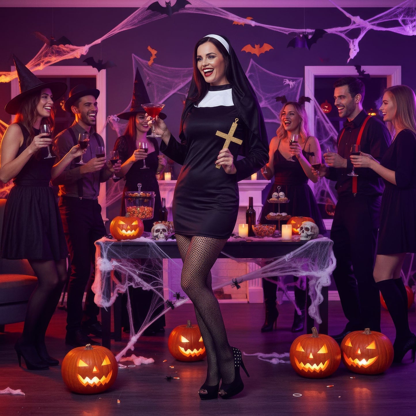 Adult Sexy Nun Fancy Dress Costume