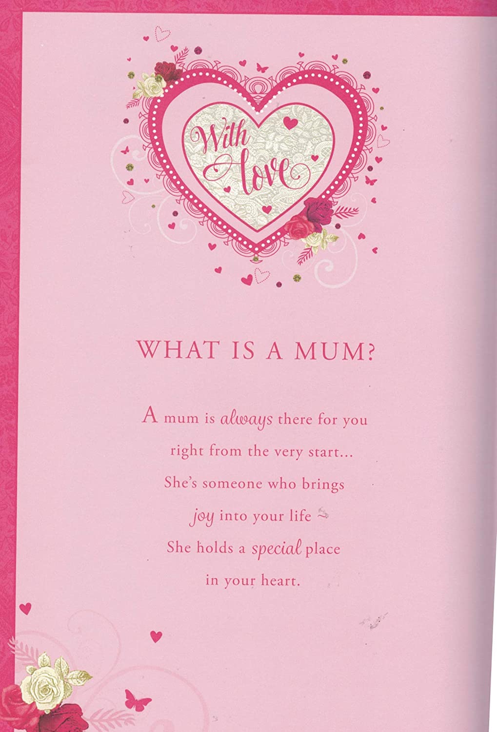 Special Mum 8 Page Insert Heart Design Luxury Mother's Day Card