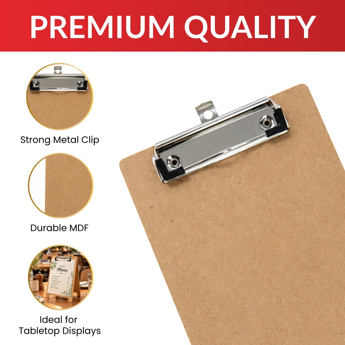 Pack of 6 A5 5mm Thick Wooden Stand Folding Menu Clipboards