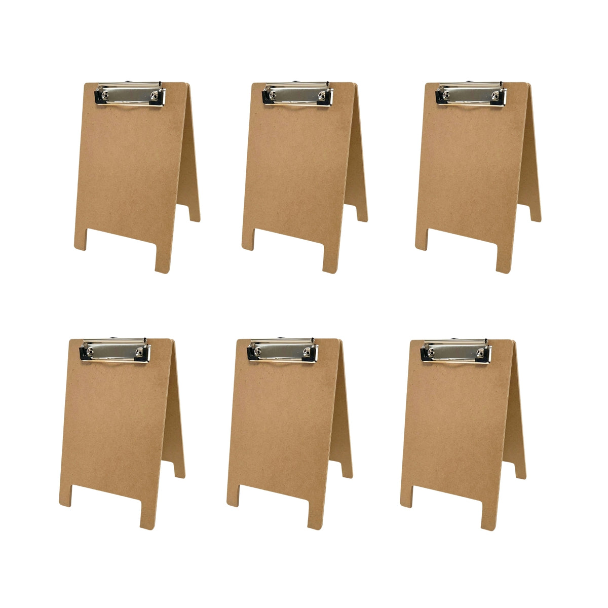 Pack of 6 A5 5mm Thick Wooden Stand Folding Menu Clipboards
