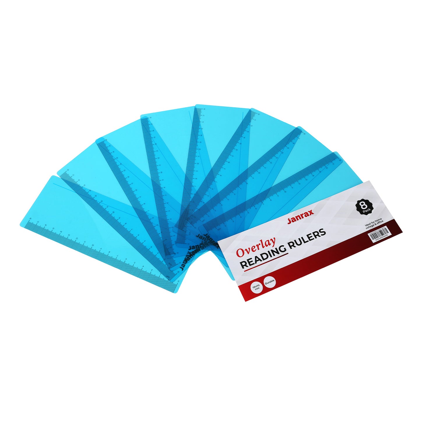 Pack of 16 Blue 191x70mm Dyslexia Overlay Reading Rulers – PET Material, Rounded Corners