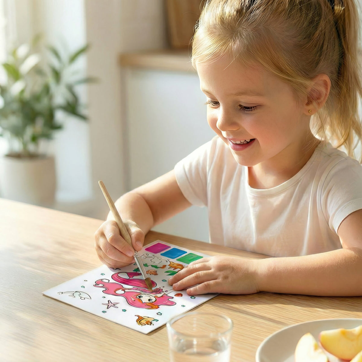Pack of 12 Princess Water Colouring Set (21cm x 15cm) - A5 Size 10 Painting Sheets Paint Brush Included