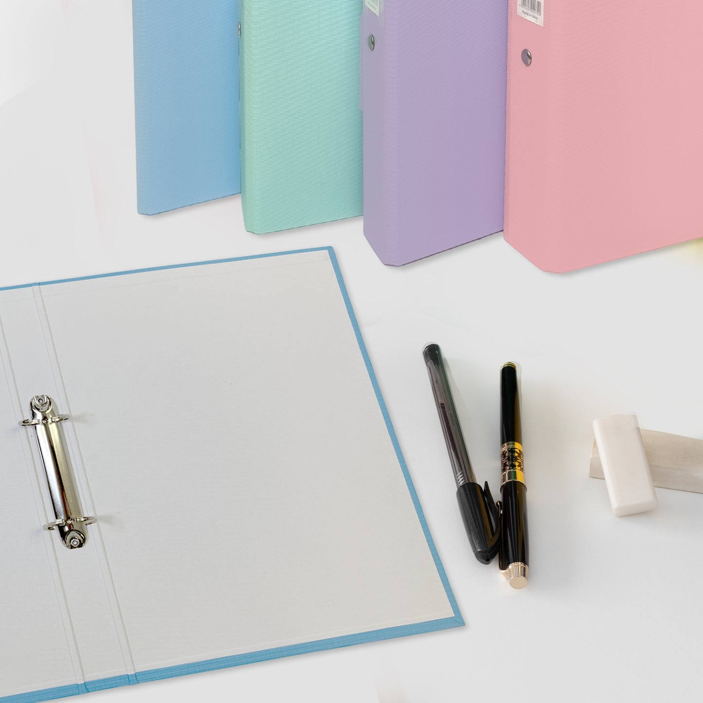 A4 Pastel Blue Paper Over Board Ring Binder by Janrax