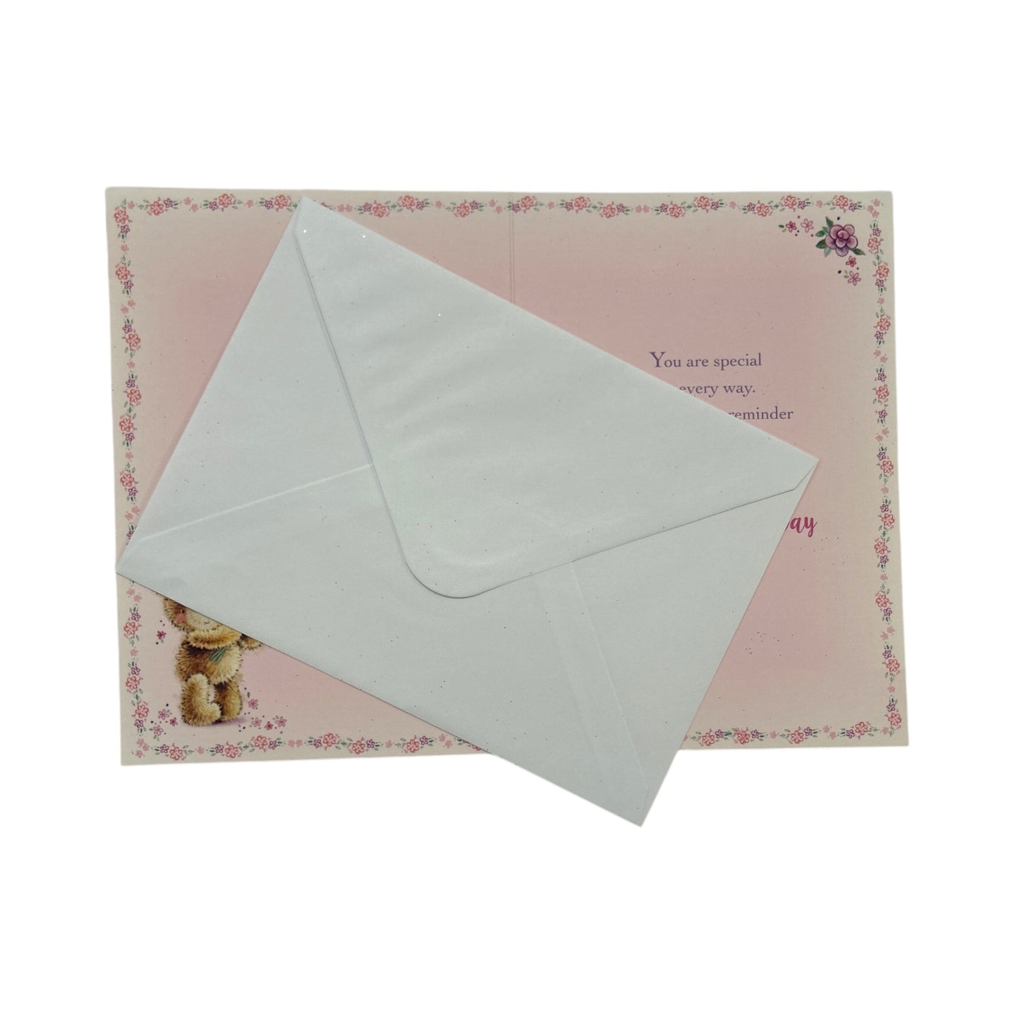 Just For You Teddy Holding Bouquet Design Mother's Day Card