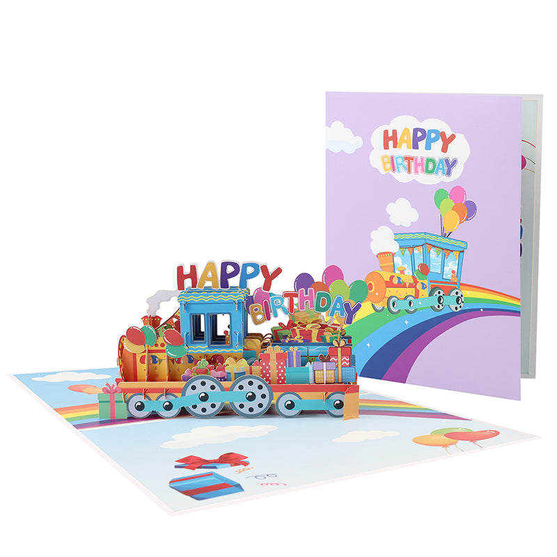 Party on Track 3D Pop Up Train Birthday Card