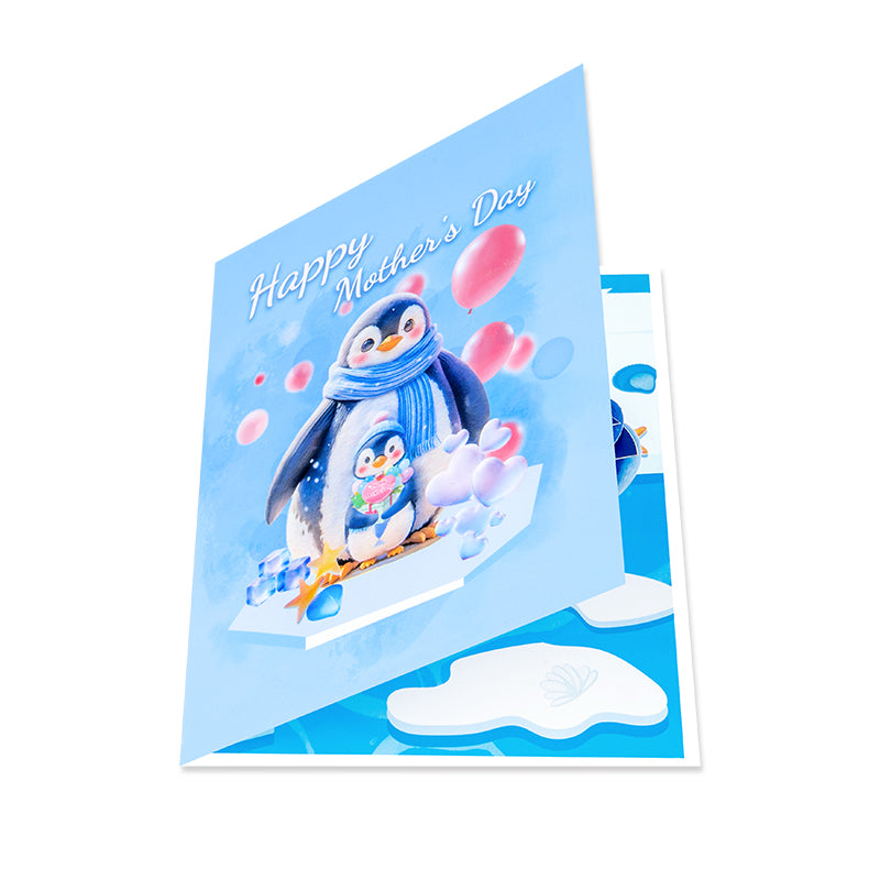 Frosty Hugs Cute Penguin Love 3D Mother’s Day Pop Up Card
