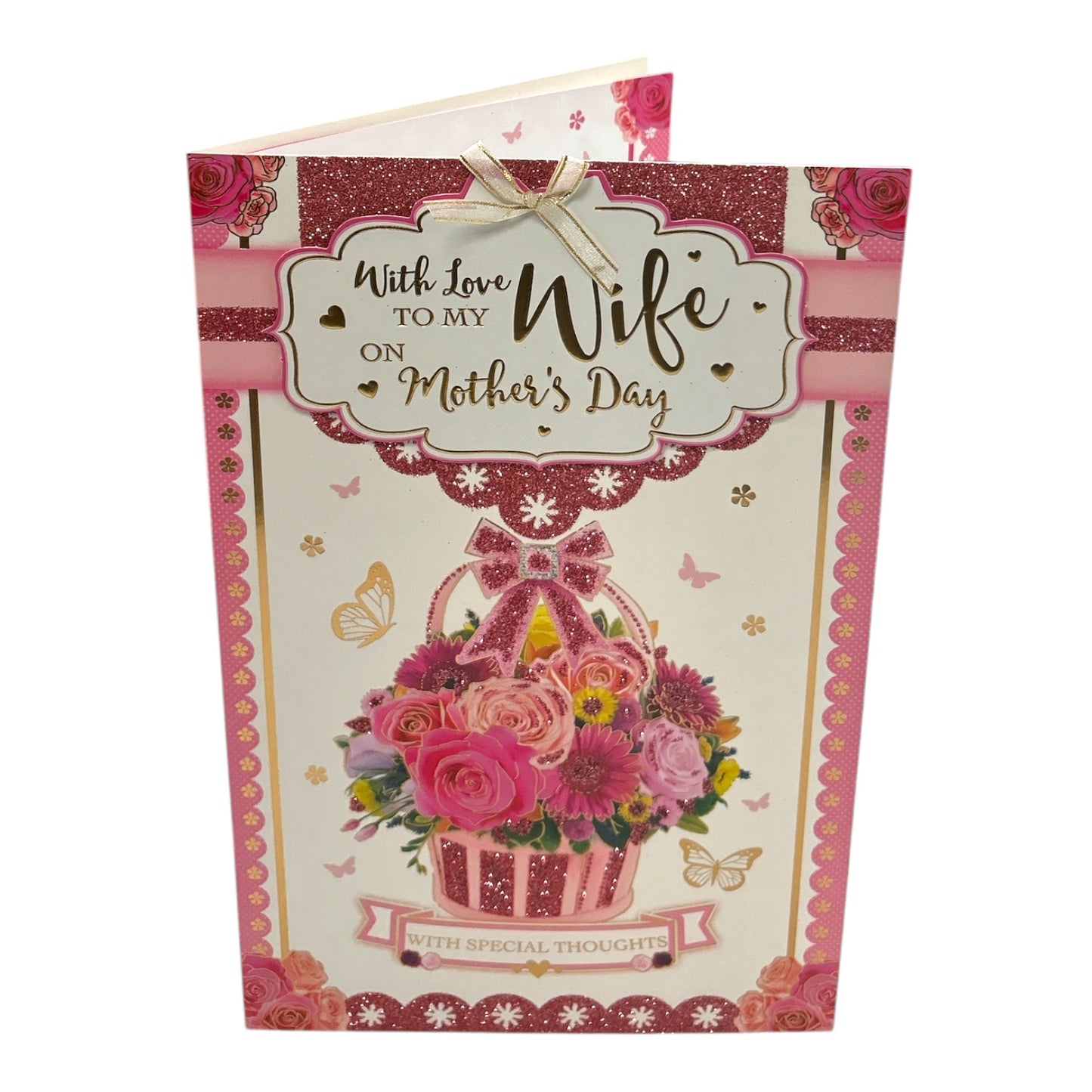 To My Wife Basket Of Pink Flowers Design Mother's Day Card