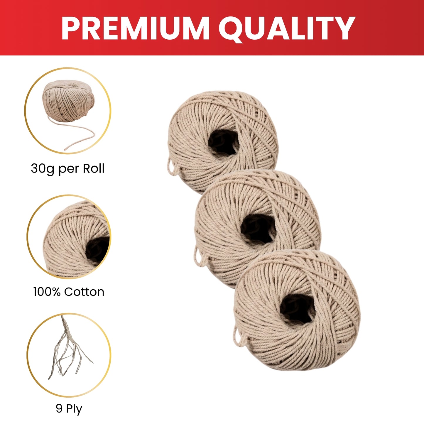 Pack of 18 Cotton Twine Rolls 9 Ply 30g Per Roll for Crafting and Packaging