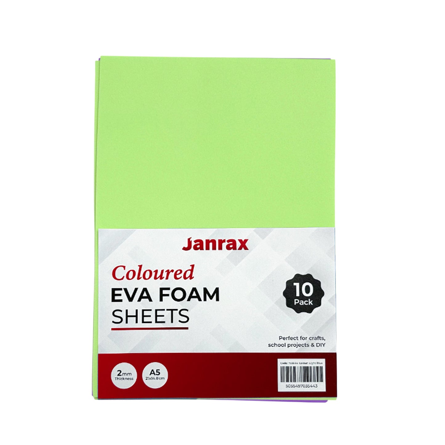 Pack of 50 A5 Light Green Coloured EVA Foam Sheets