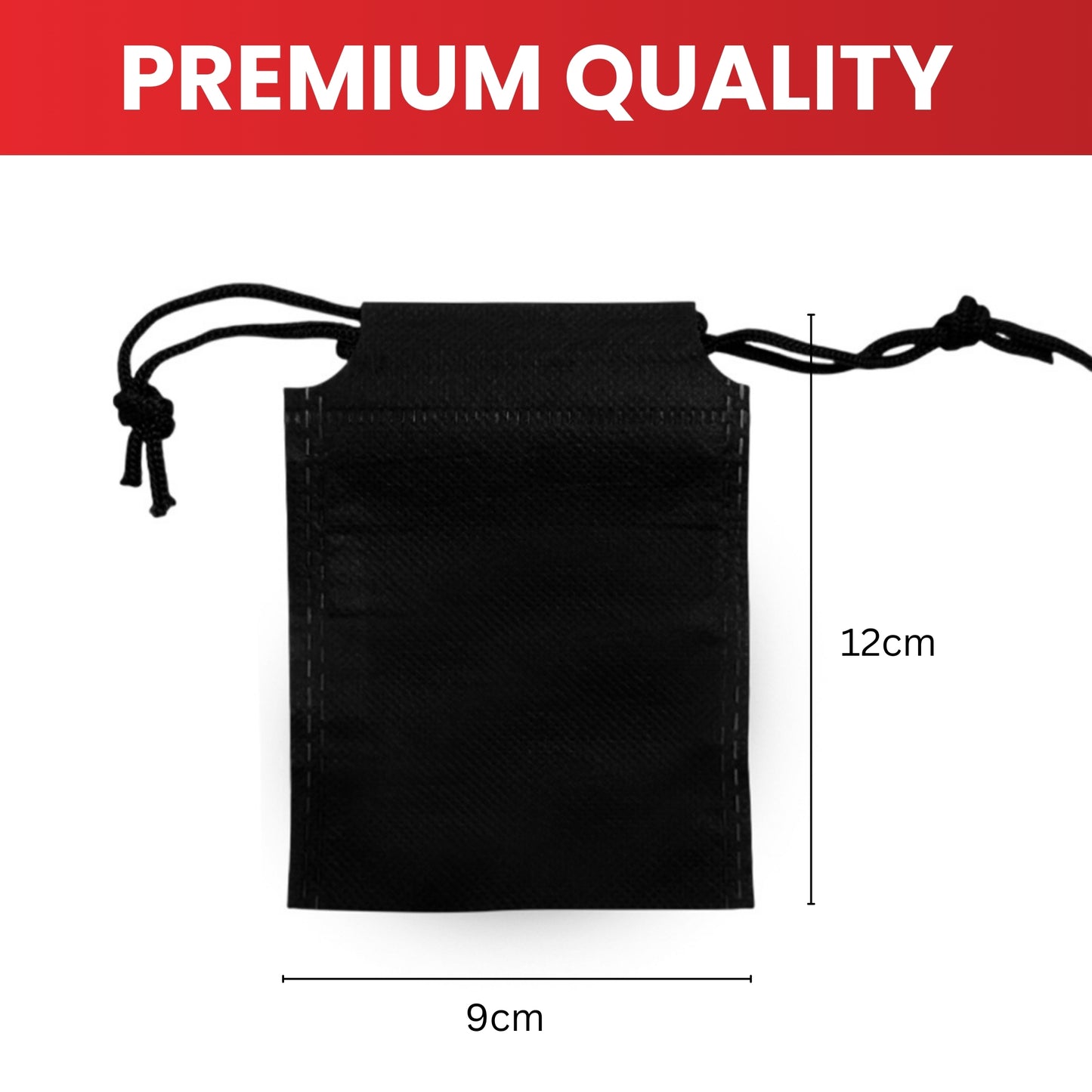 Pack of 25 White Coloured 12x9cm Non-Woven Drawstring Bags