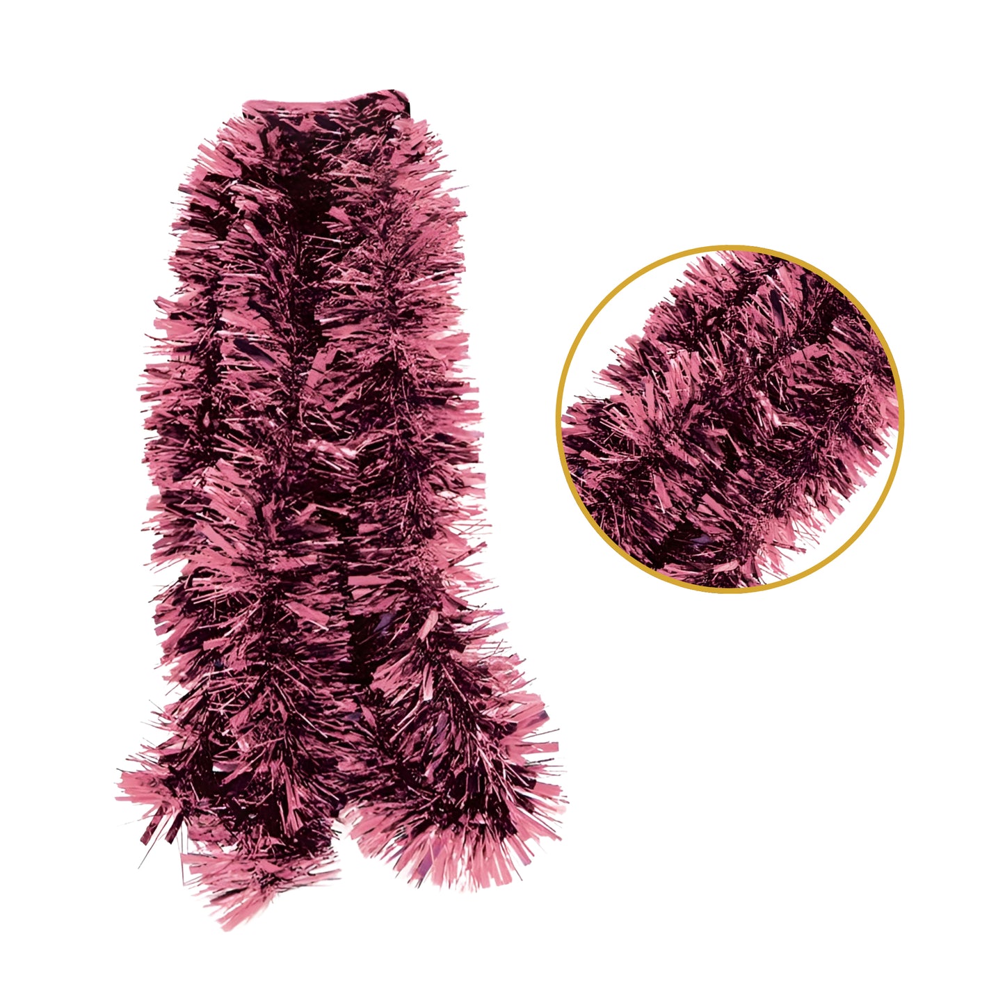 Pack of 12 2m Christmas Chunky Tinsel - Blush Pink