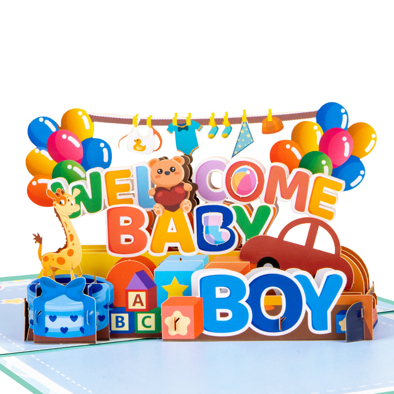 Bundle of Joy Welcome Baby Boy 3D Pop Up Greeting Card