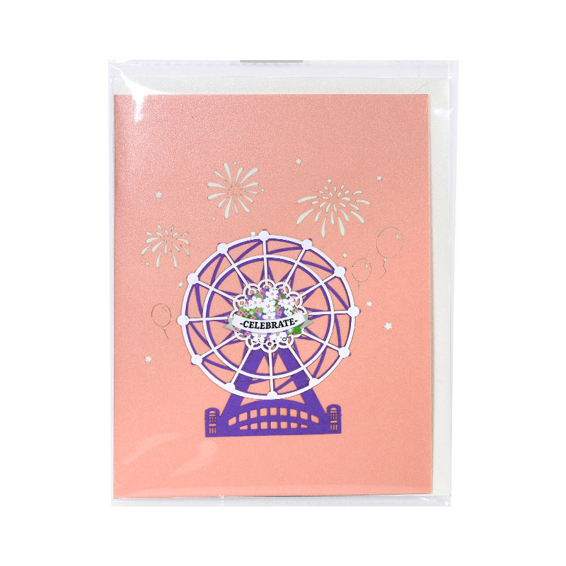 Flower Ferris Wheel Design Celebrate 3D Pop Up Greeting Card