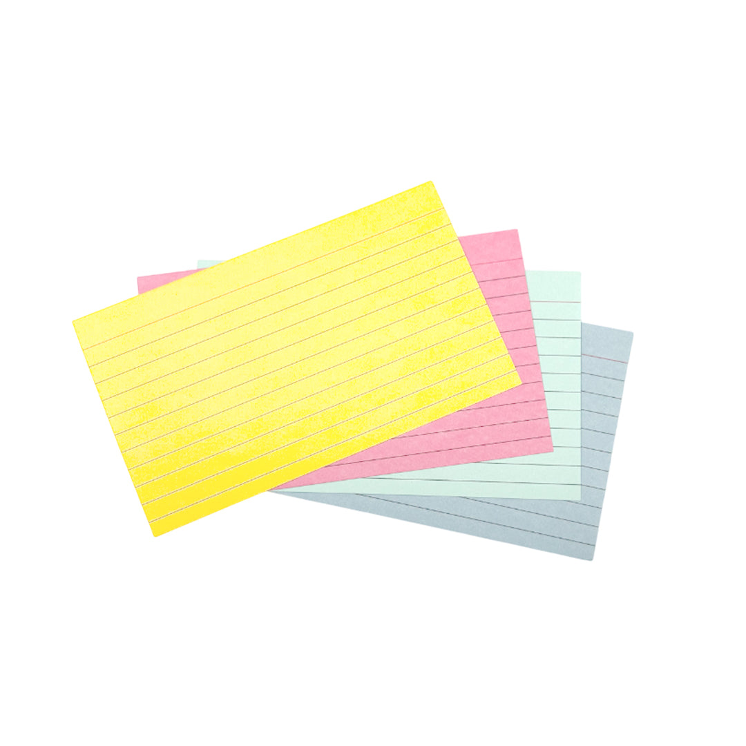 Pack of 600 Assorted Colour Ruled 5x3" Record Cards – Lined Study Index Cards for Notes, Revision