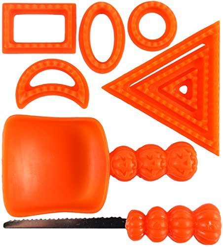 Halloween 9 Piece Pumpkin Carving Tool Set - Stencils Cutter Scooper