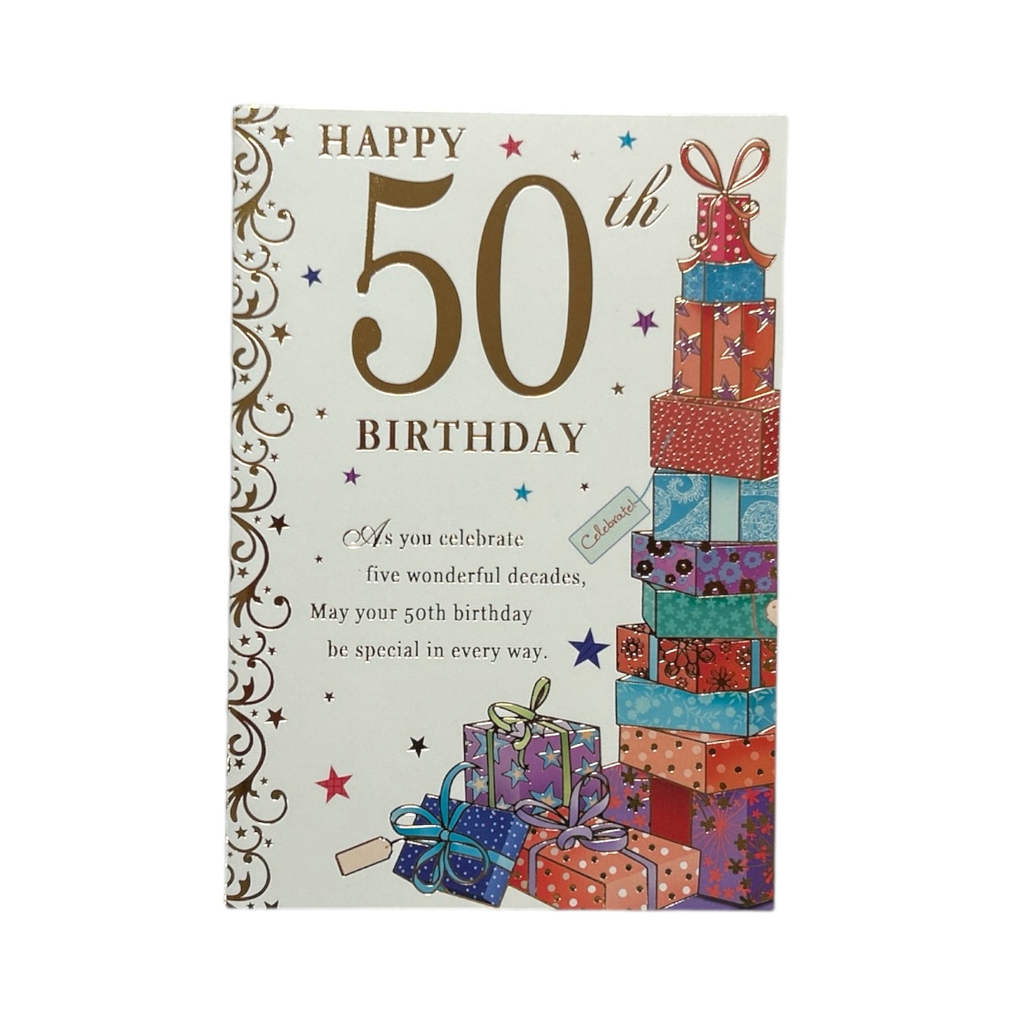 Happy 50th Gift Boxes Design Birthday Card