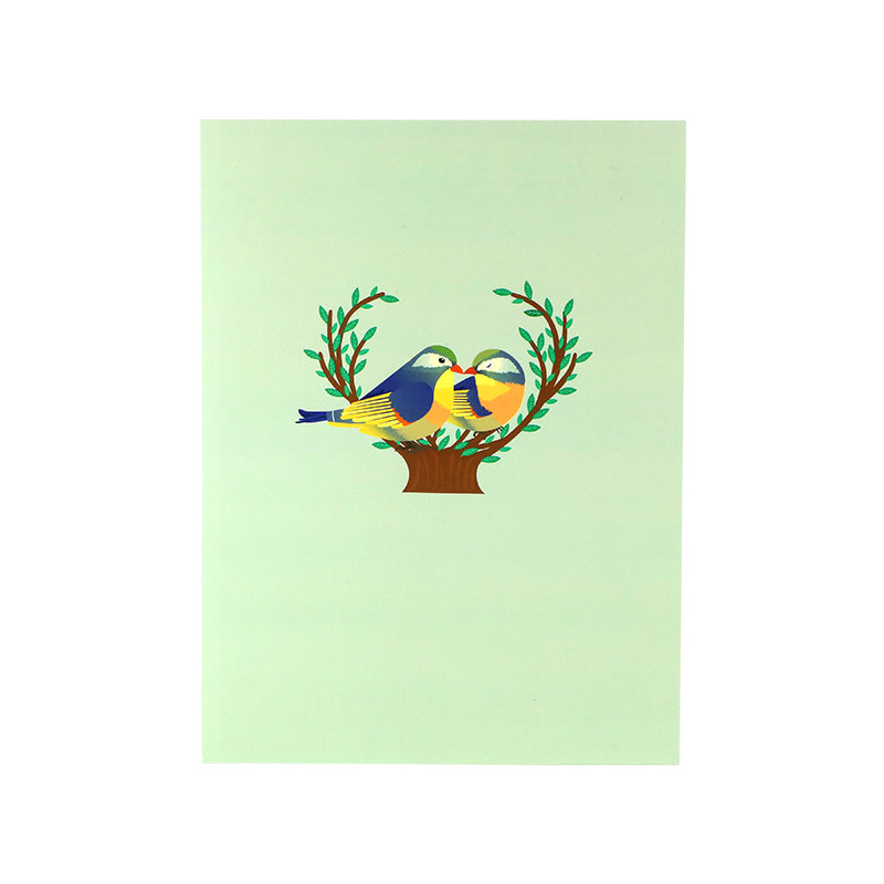 Two Birds in Heart Nest 3D Pop Up Greeting Card