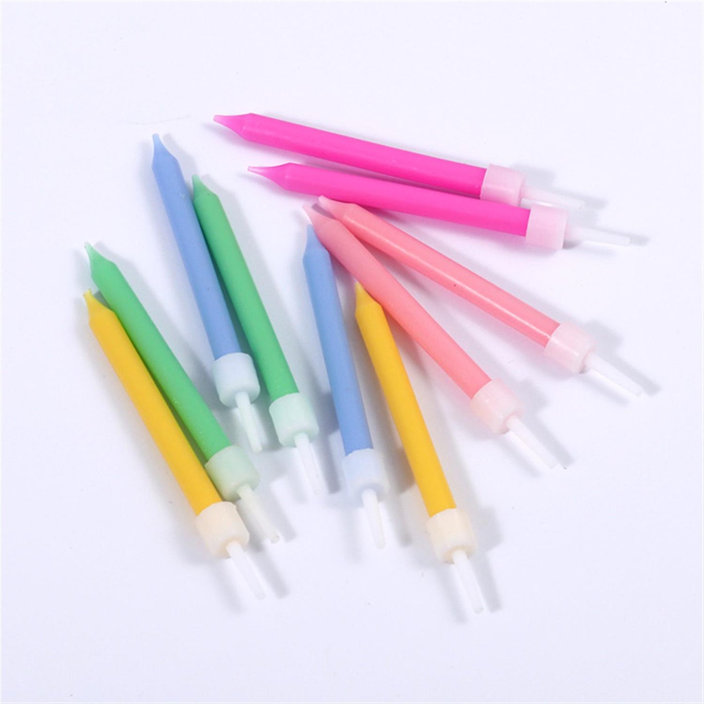 Pack of 10 Multicolor Light Body Pins Candles With Thread Pillar