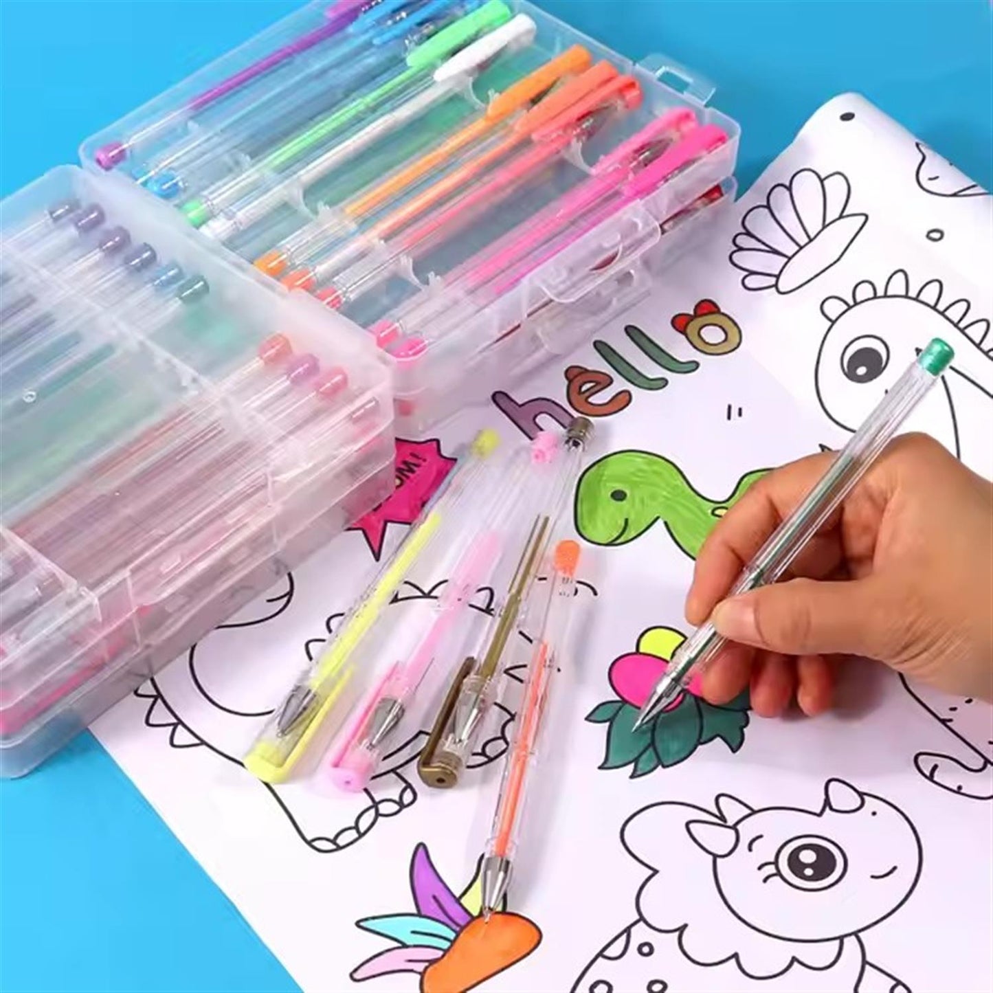 Pack of 60 Assorted Coloured Gel Ink Pens Set - Primary, Pastel, Metallic, Neon, Glitter