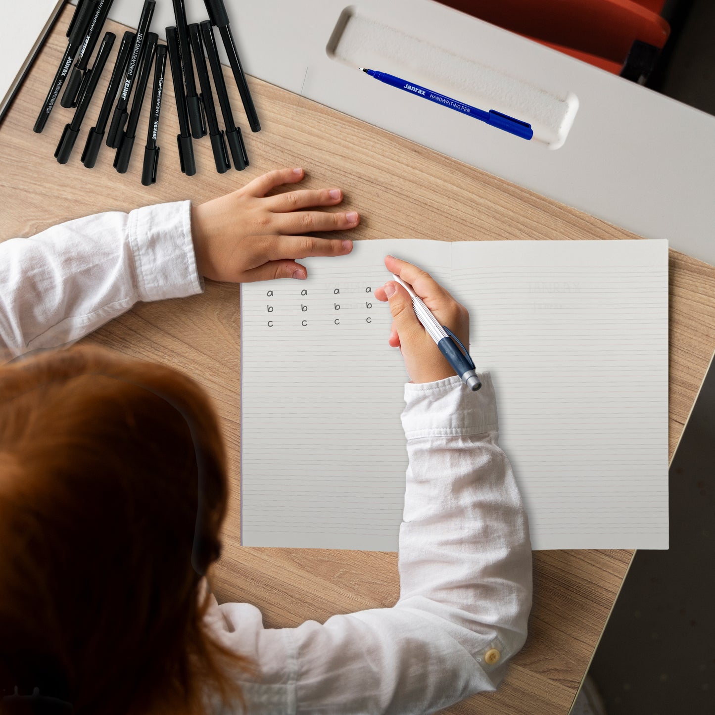 Pack of 36 165x200mm Handwriting Books with 36 Black Handwriting Pens – Classroom Writing Practice Exercise Books