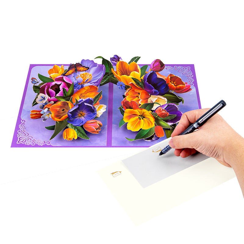 Joyful Blossoms Spring Bouquet 3D Pop Up Greeting Card