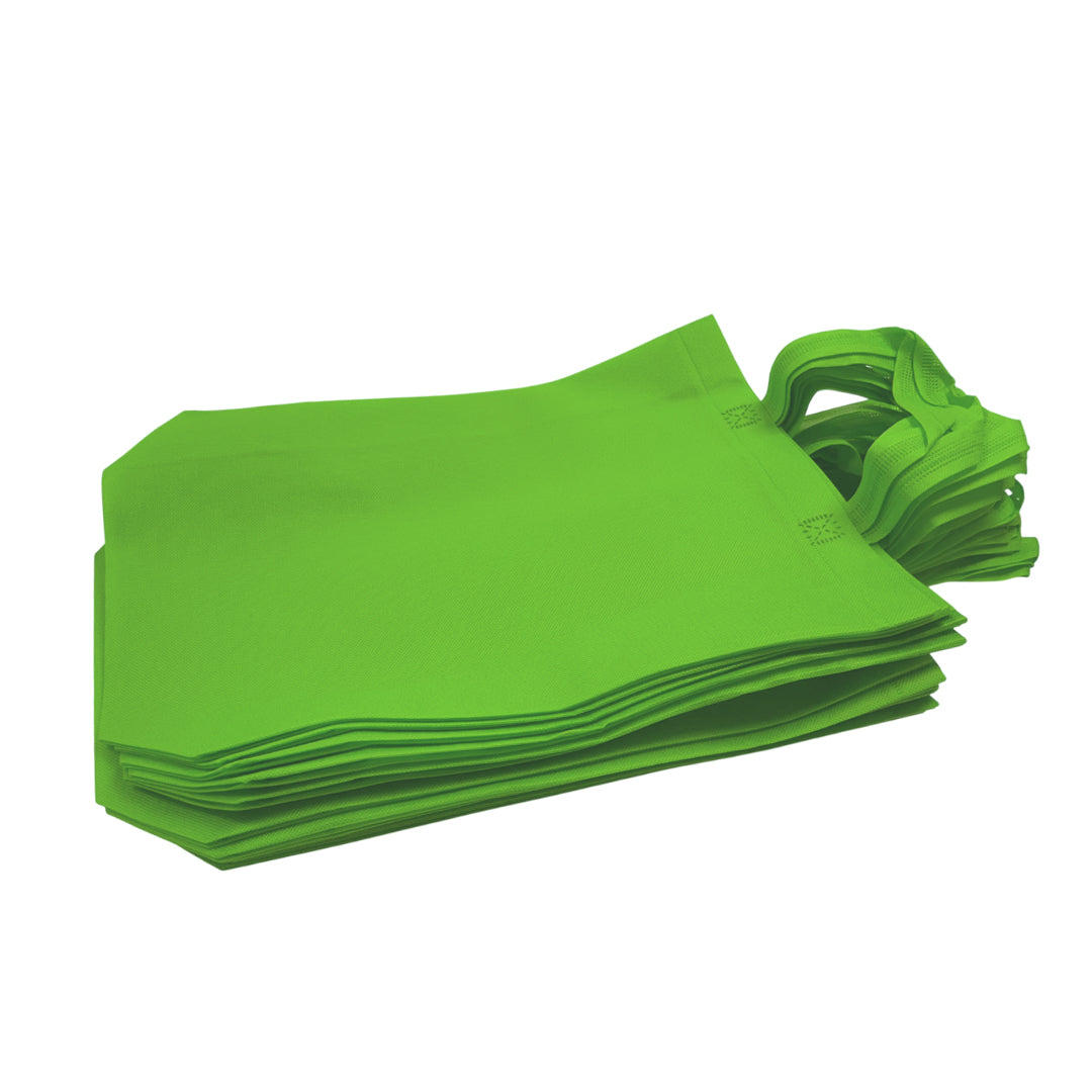 Pack of 100 Light Green Coloured 30x38x10cm Non-Woven Bags with Handle