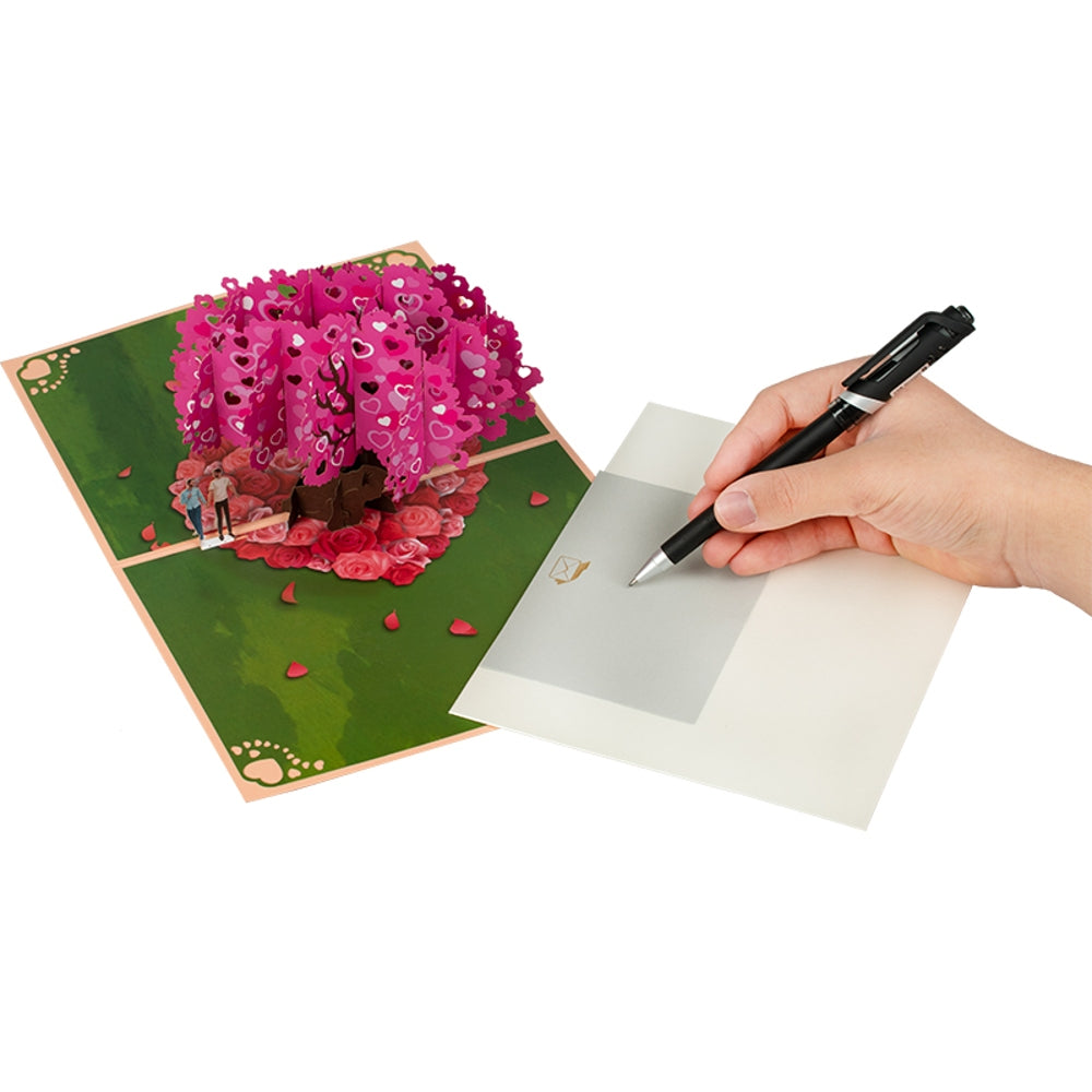 Two Men Strolling Cherry Tree 3D Pop Up Greeting Card