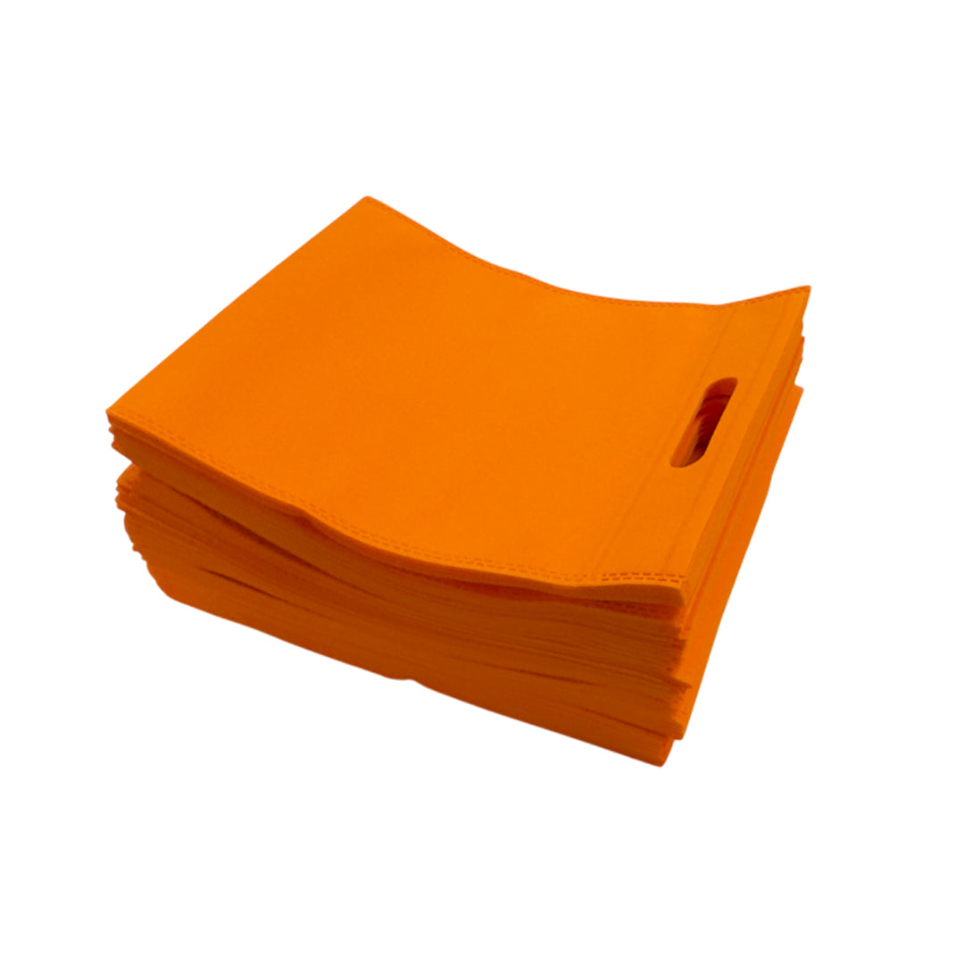 Pack of 25 Orange Coloured 30x25cm Non-Woven Patch Handle Bags
