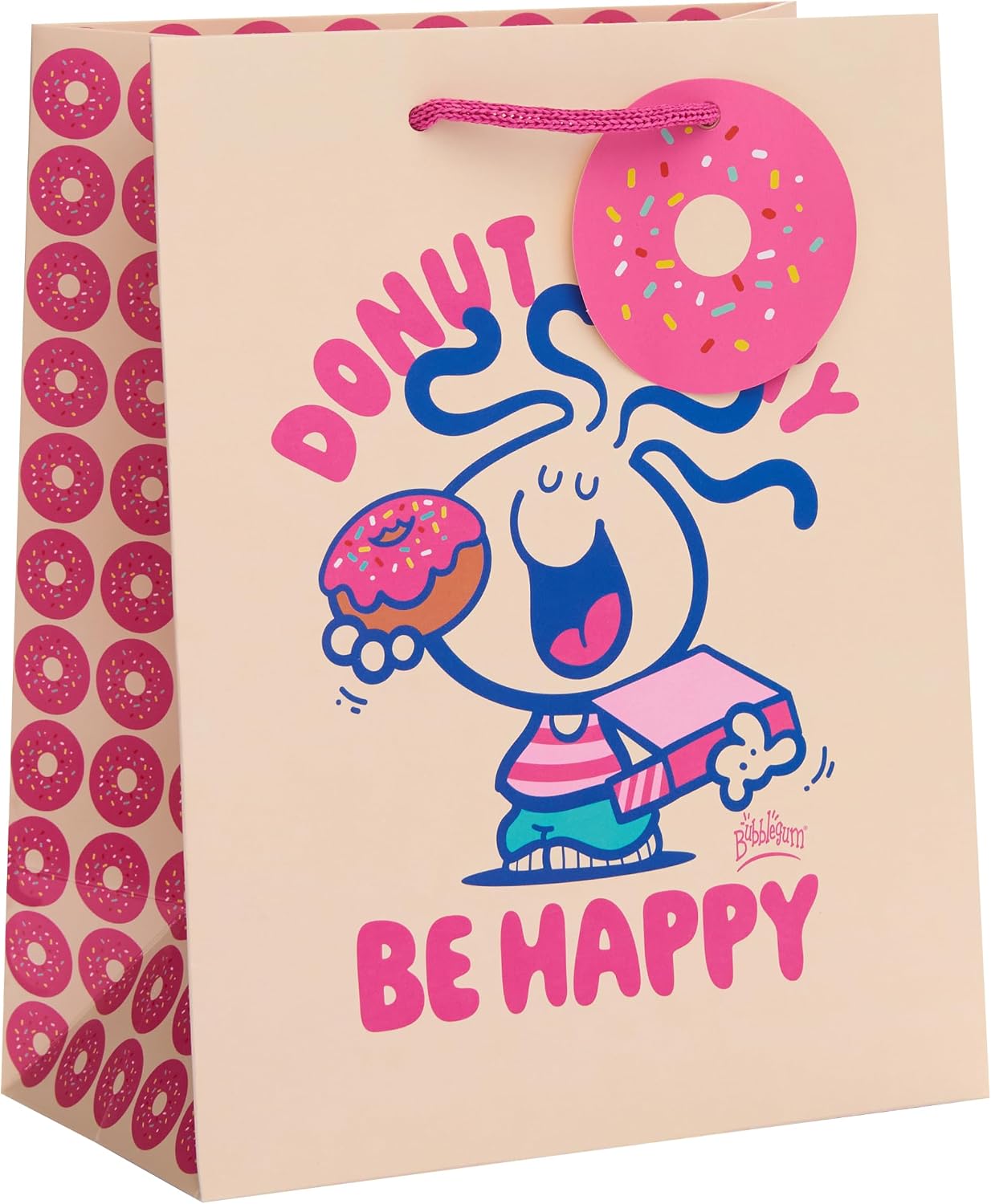 Character in Retro Badge Design Medium Gift Bag for All Occasions