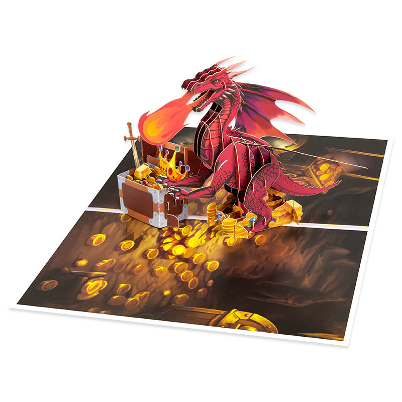 Fiery Red Dragon Fantasy 3D Pop Up Greeting Card
