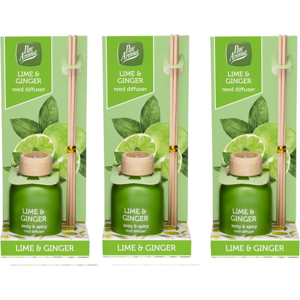 Pack of 3 Pan Aroma Lime & Ginger Reed Diffusers 50ml