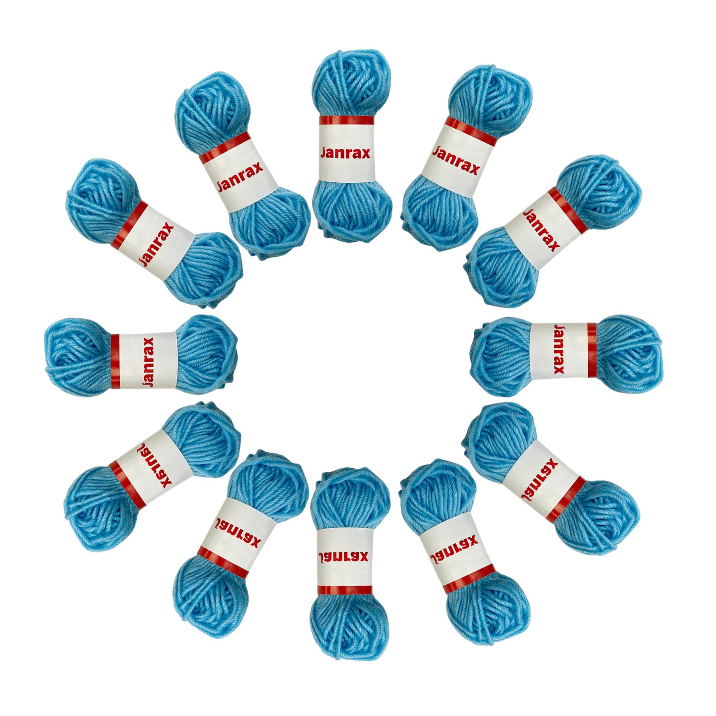Pack of 10 Light Blue Acrylic Yarn Rolls – 10g each, 4 Strand 8 Ply Knitting Wool