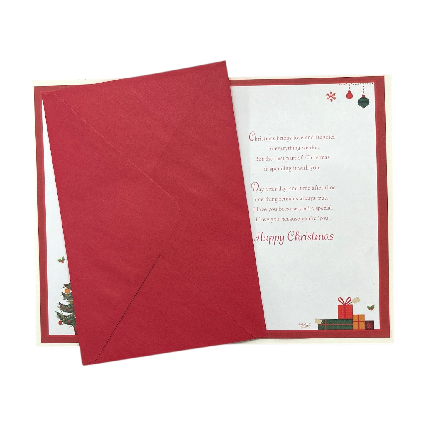 With Love To My Boyfriend Xmas Tree Design Foil and Glitter Finished Christmas Card