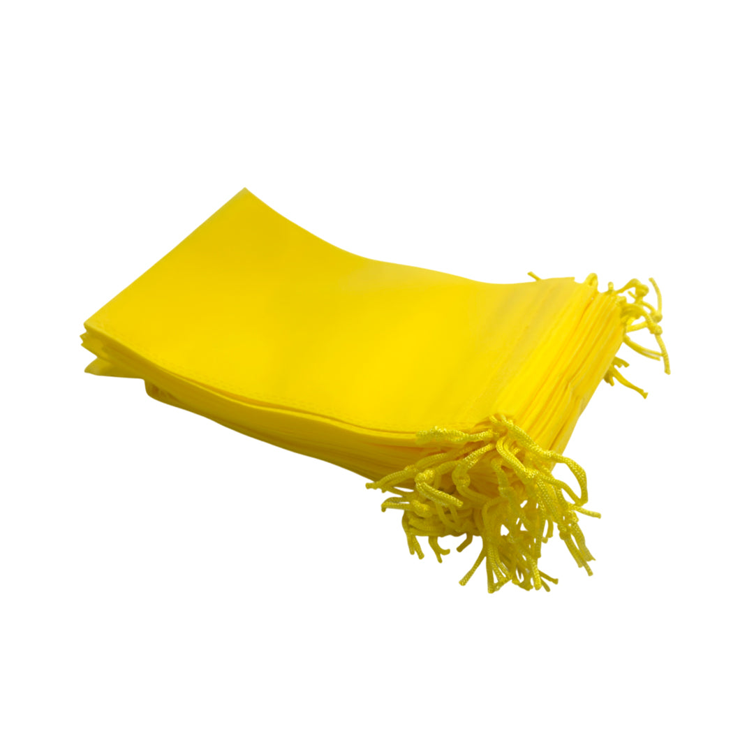 Pack of 100 Yellow Coloured 20x15cm Non-Woven Drawstring Bags