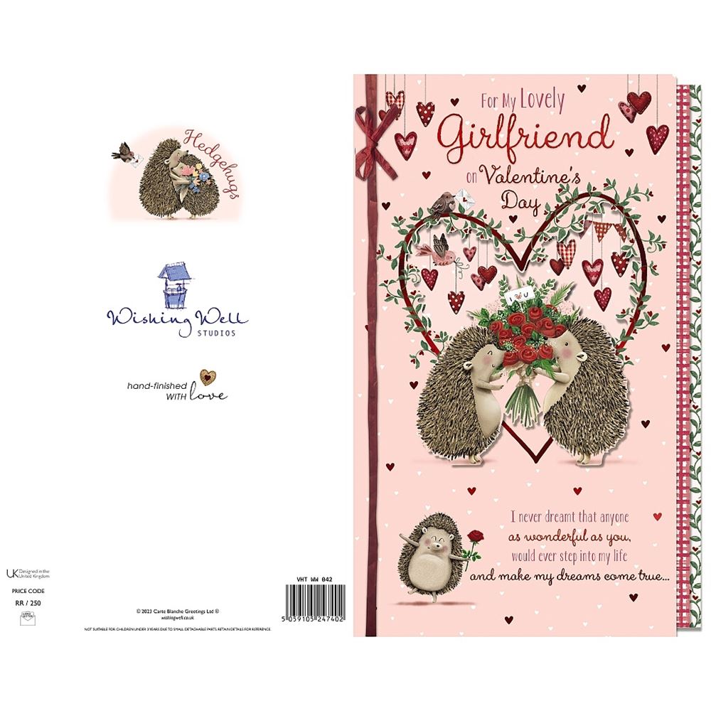Hedgehogs With Roses Girlfriend Luxury Handmade Valentine's Day Card