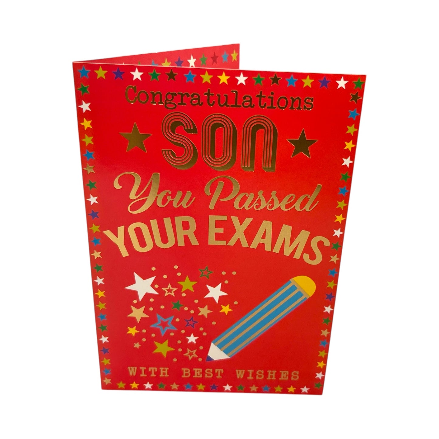 To Son You Passed Your Exam Multi Stars Design Congratulations Card