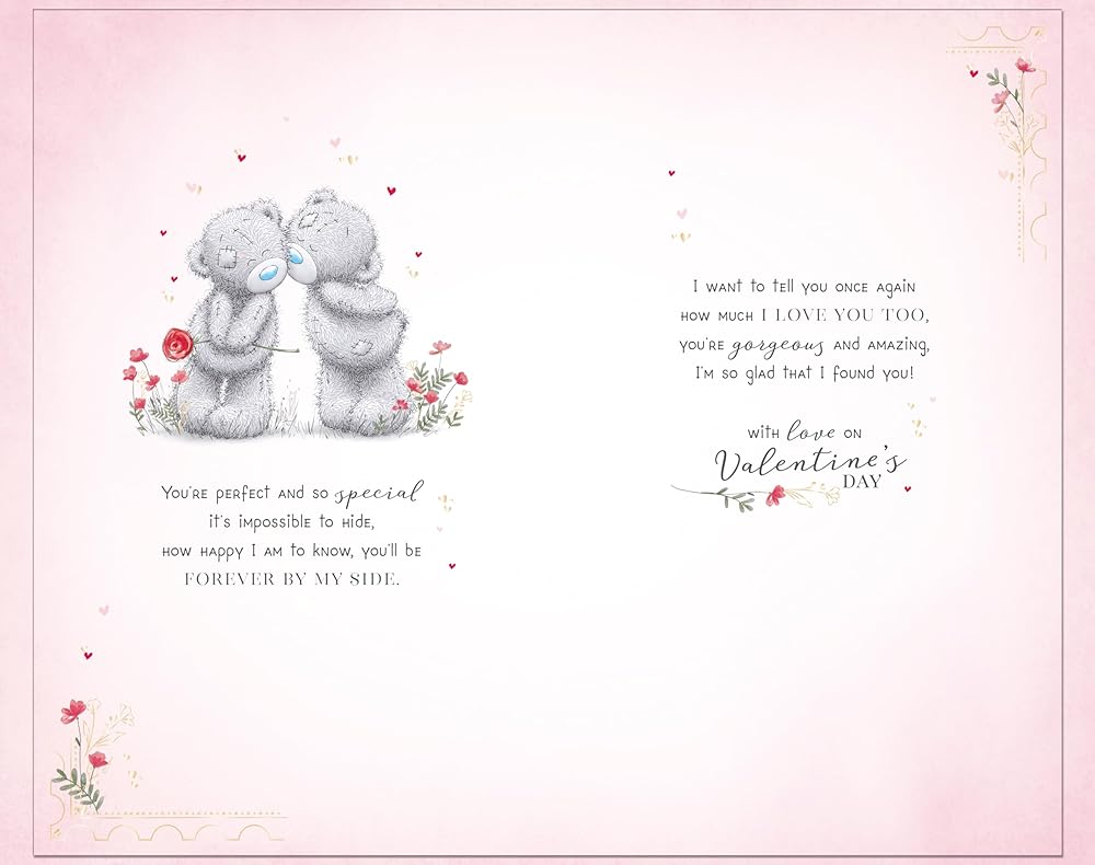 Bears Hugging Beautiful Girlfriend Luxury Handmade Valentine's Day Card