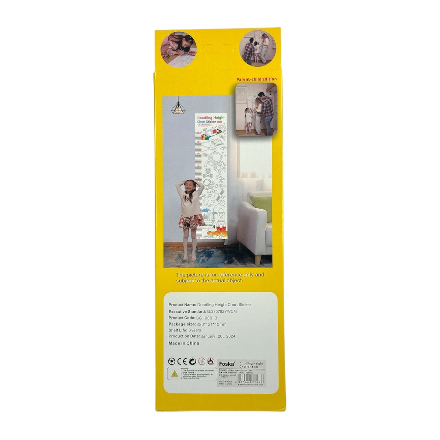 Doodling Height Chart Sticker with Removable Glue