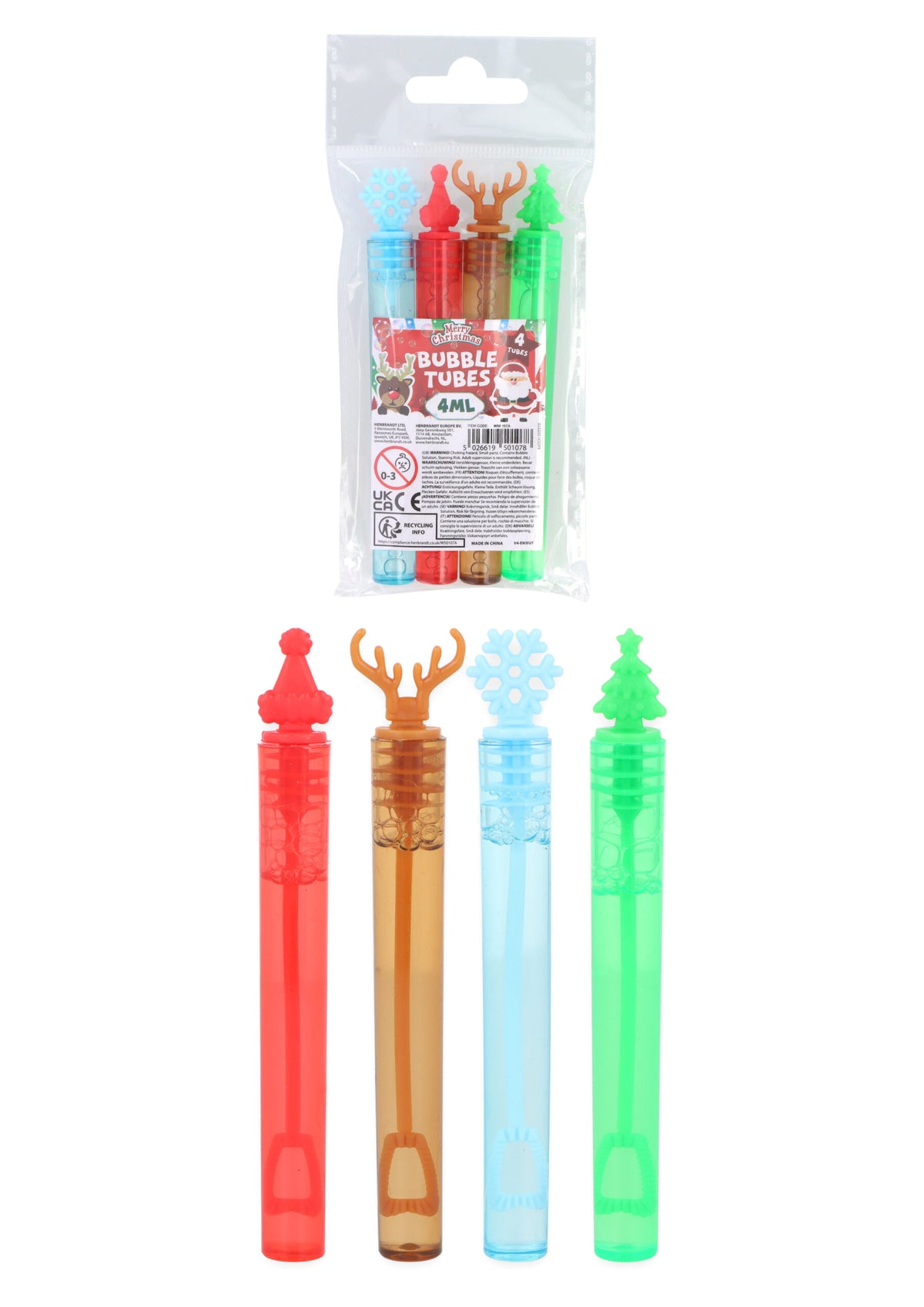 Pack of 4 Christmas Mini Party Bubble Tubes (4ml)