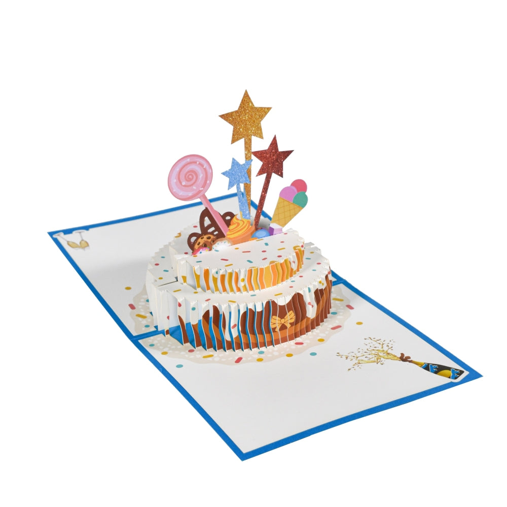 Blue Cake and Sprinkles Design 3D Pop Up Birthday Card