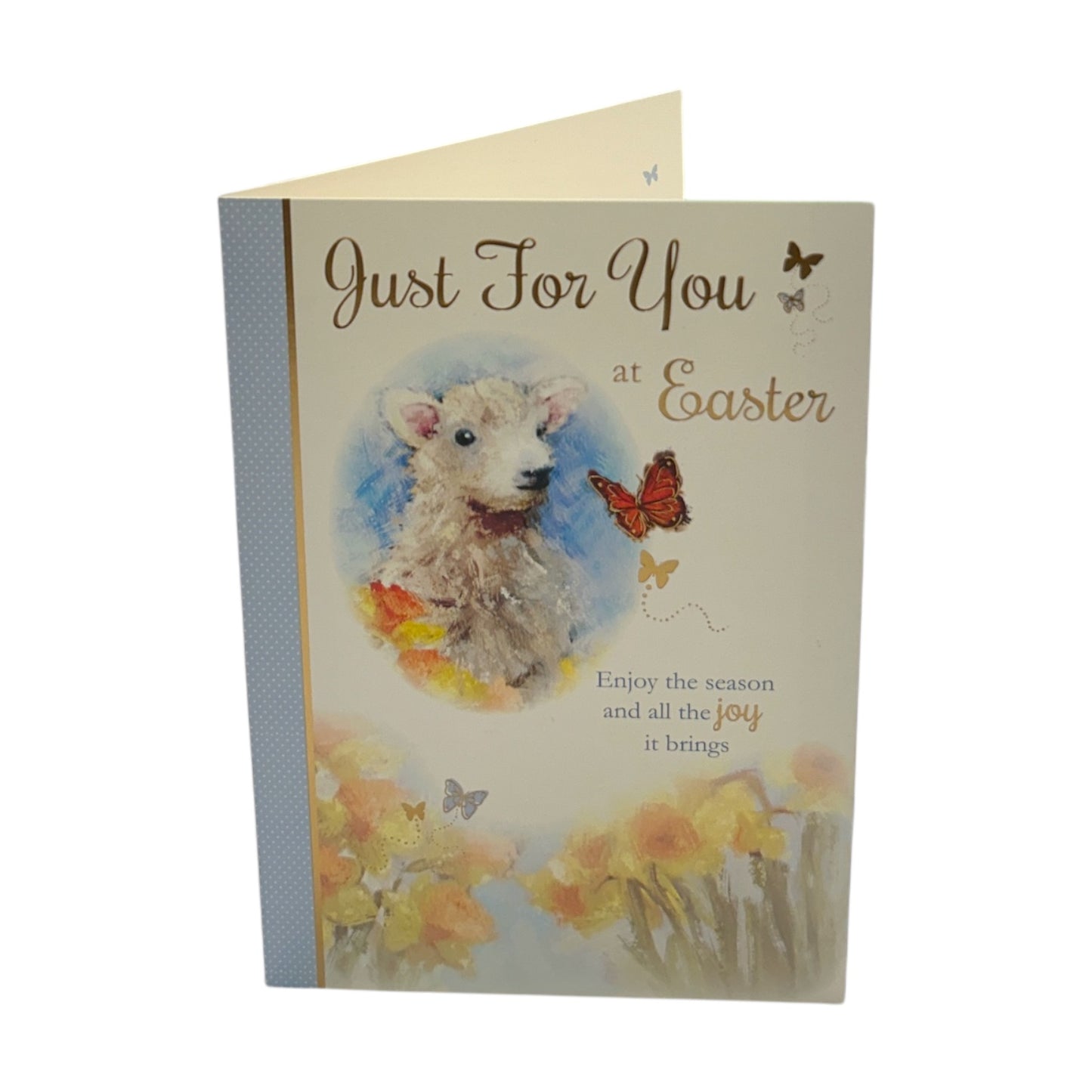 Just For You Cute Lamb Floral Design Easter Card