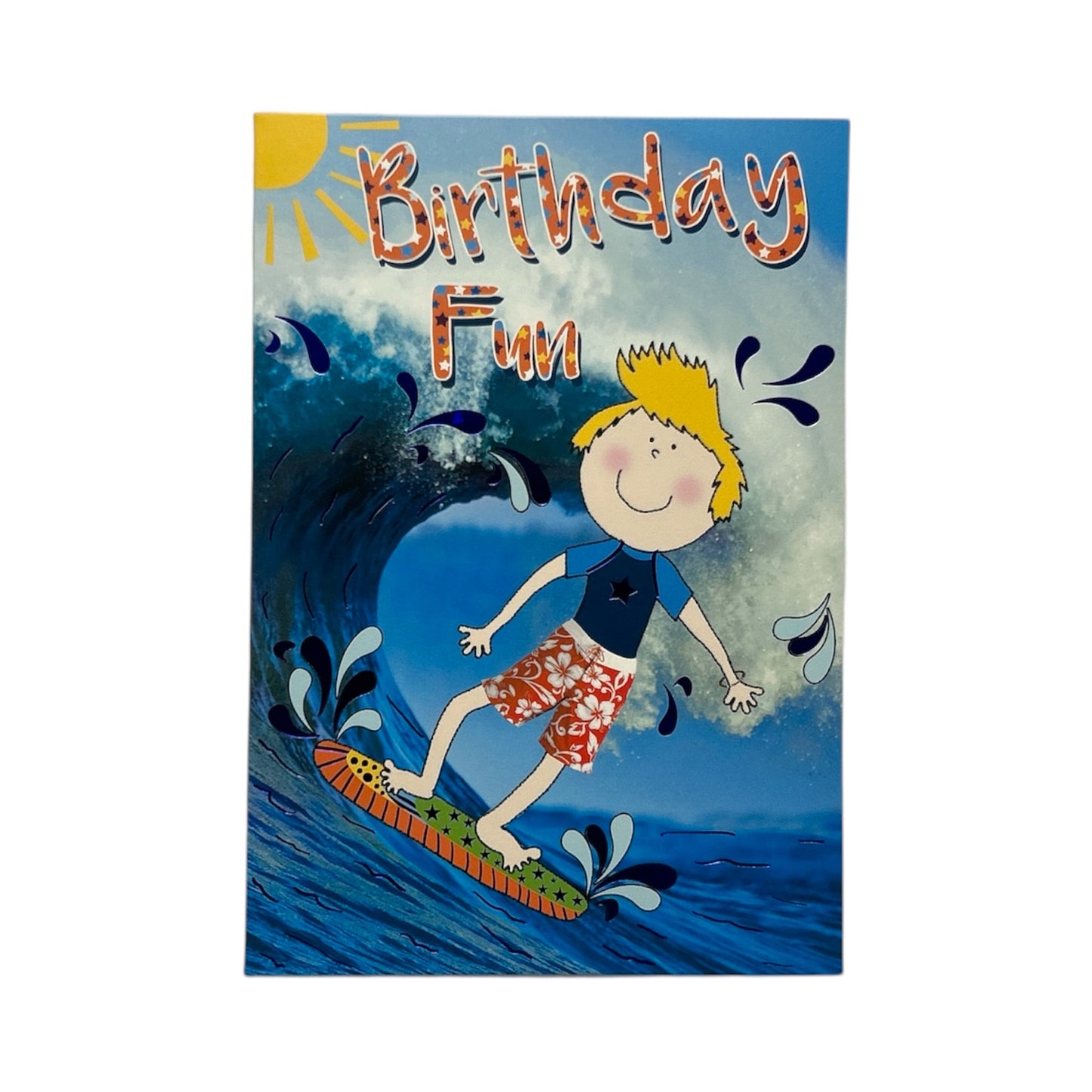 Boy Surfing Design Juvenile Fun Birthday Card