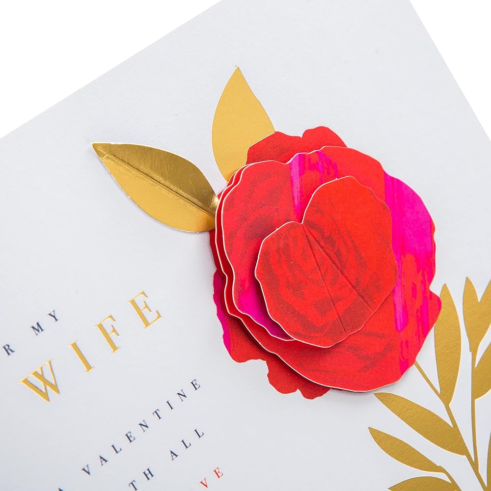 Classic Red Rose & Message Design Wife Valentine's Day Card