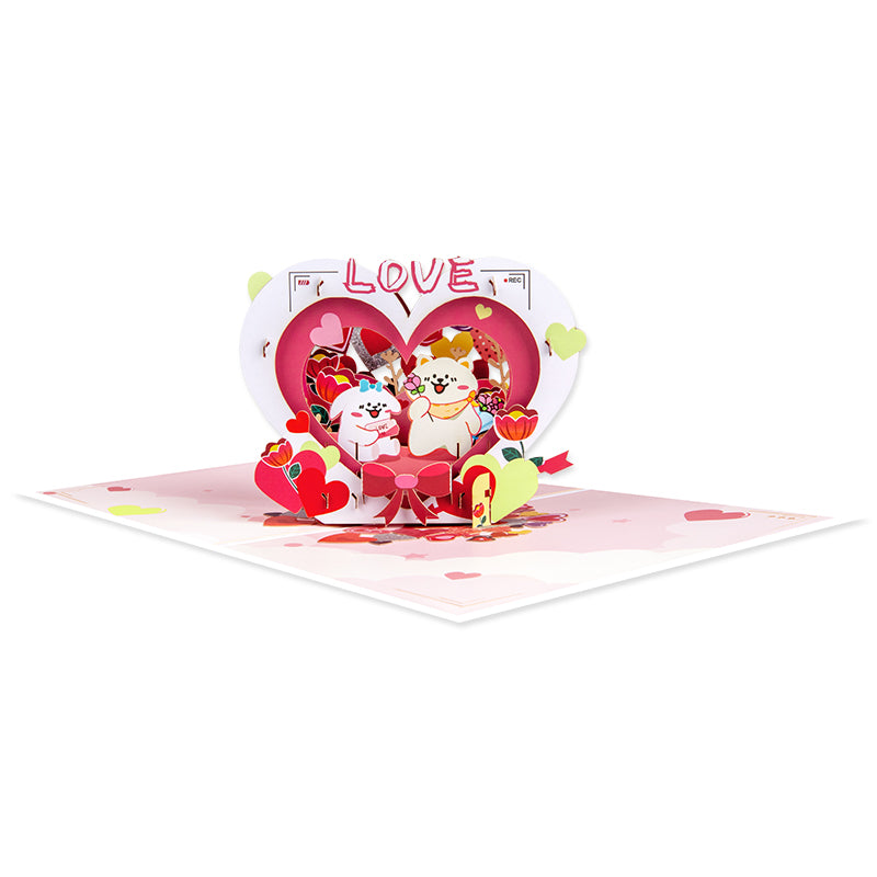 Cute Puppies & LOVE Theme Romantic 3D Pop Up Card