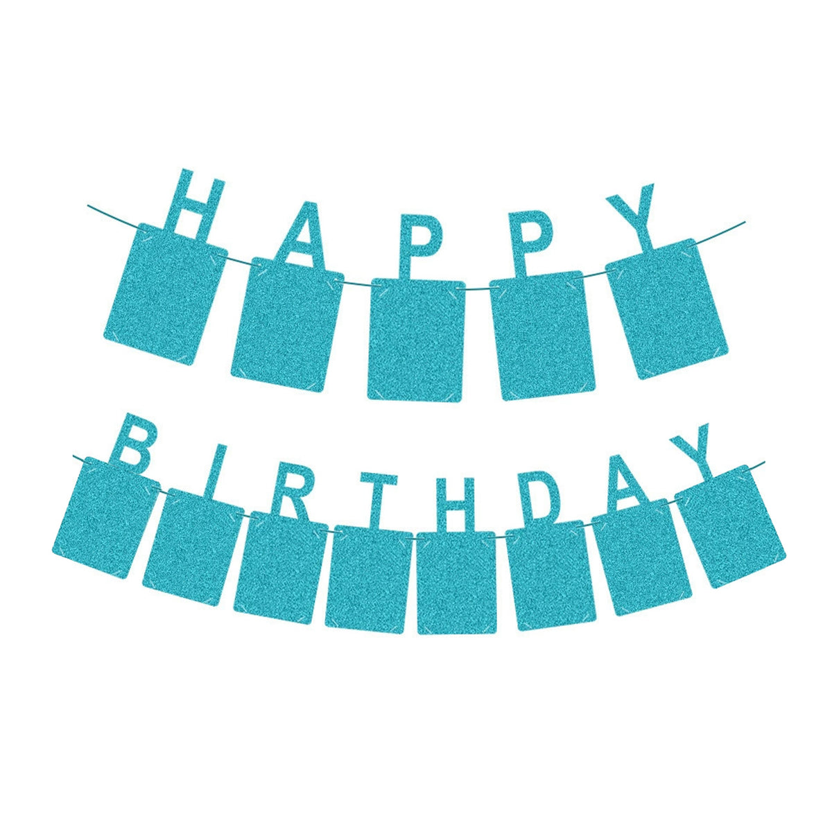 Glitter Blue Photo Insert HAPPY BIRTHDAY Banner with Ribbon