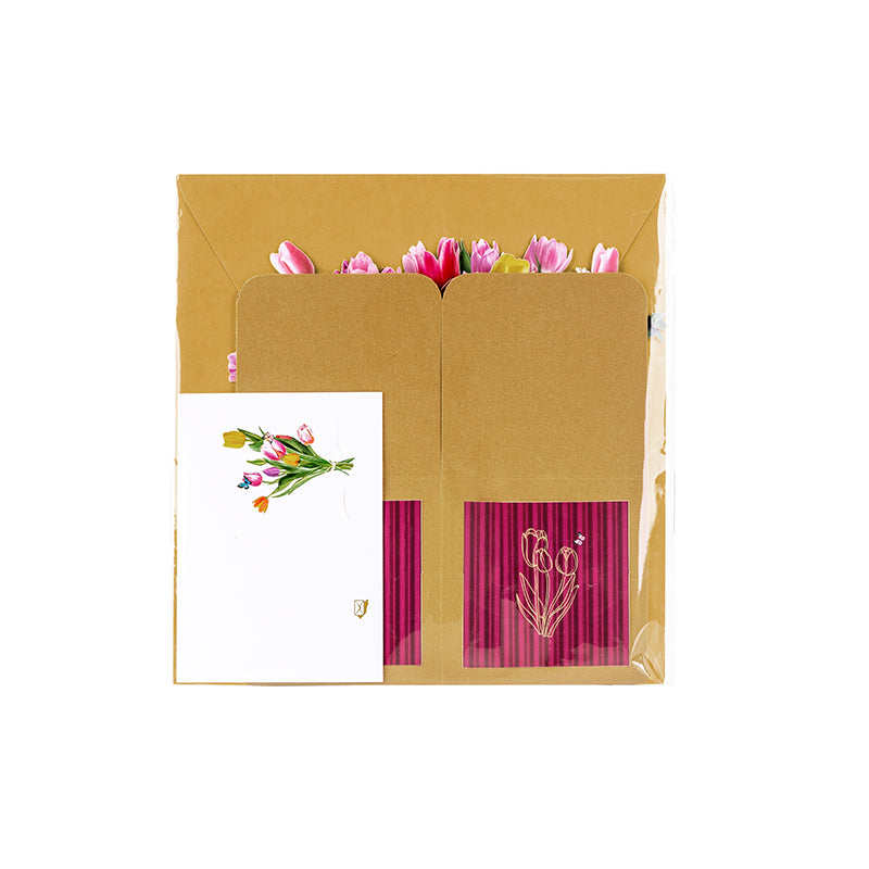 Tulip Beige 3D Pop Up Birthday Box Card - Spring Mother's Day Birthday Mum