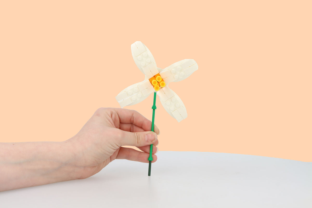 Pack of 3 Flower Lego Block Kit - Creative Construction Toys Party Favours Stocking Fillers
